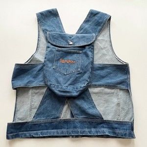Vintage SagWear James Head Hip Hop Backpack Denim Vest RARE Made USA Mens Medium